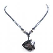 Goldfish Pendant Hematite Stone Beads Strands Necklace